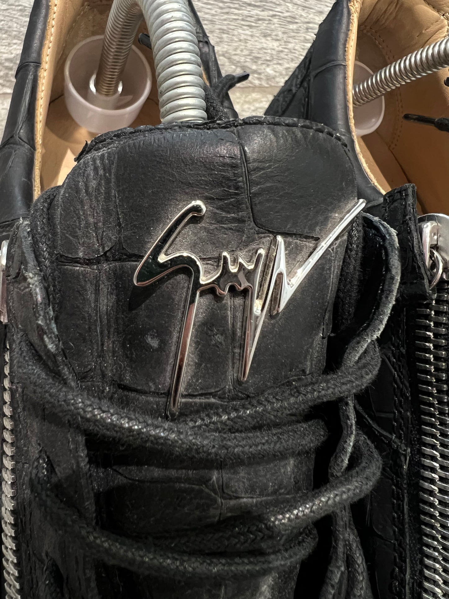 Giuseppe Zanotti Matte Crocodile Effect Trainers