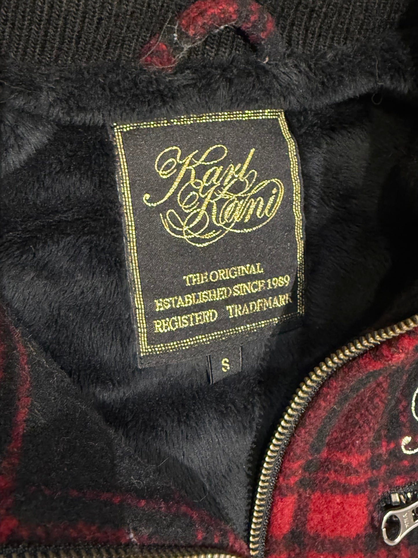 000’s Karl Kani Fur Hood Plaid Jacket (S)