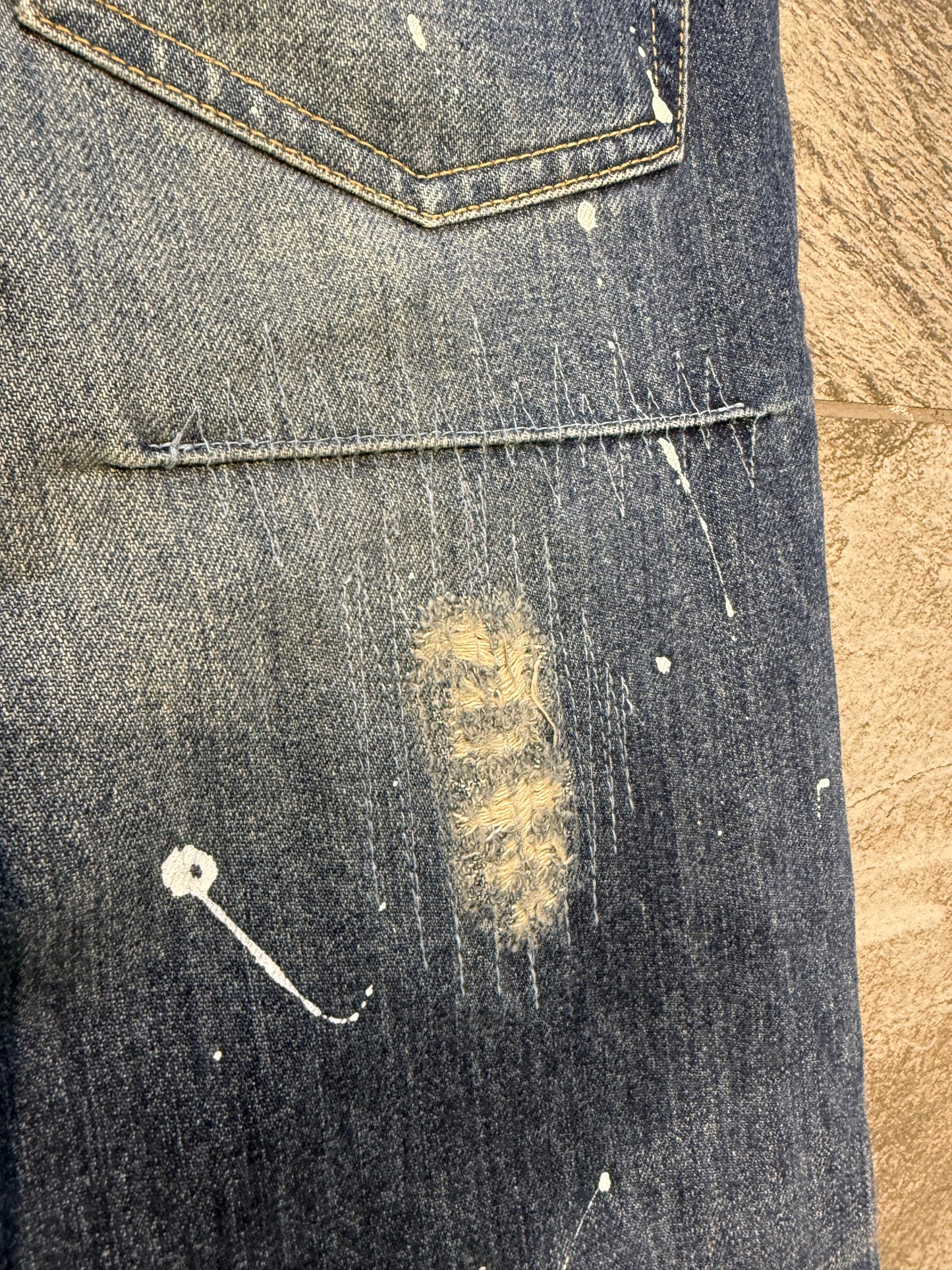 000’s Takeo Kikuchi Paint Splatter Jeans (32”)