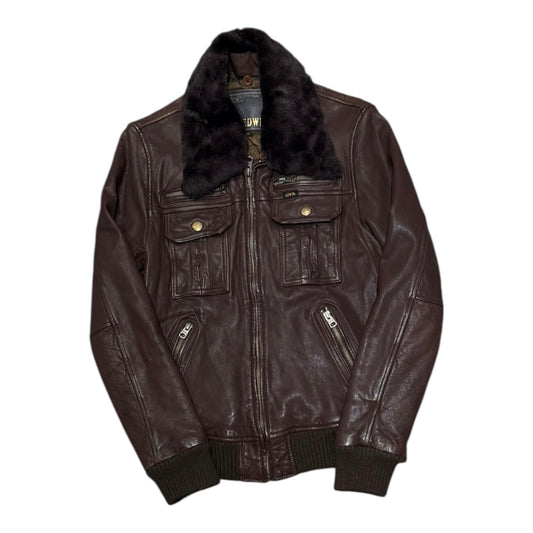 000’s Sample Edwin Fur Collar Leather Jacket (S)