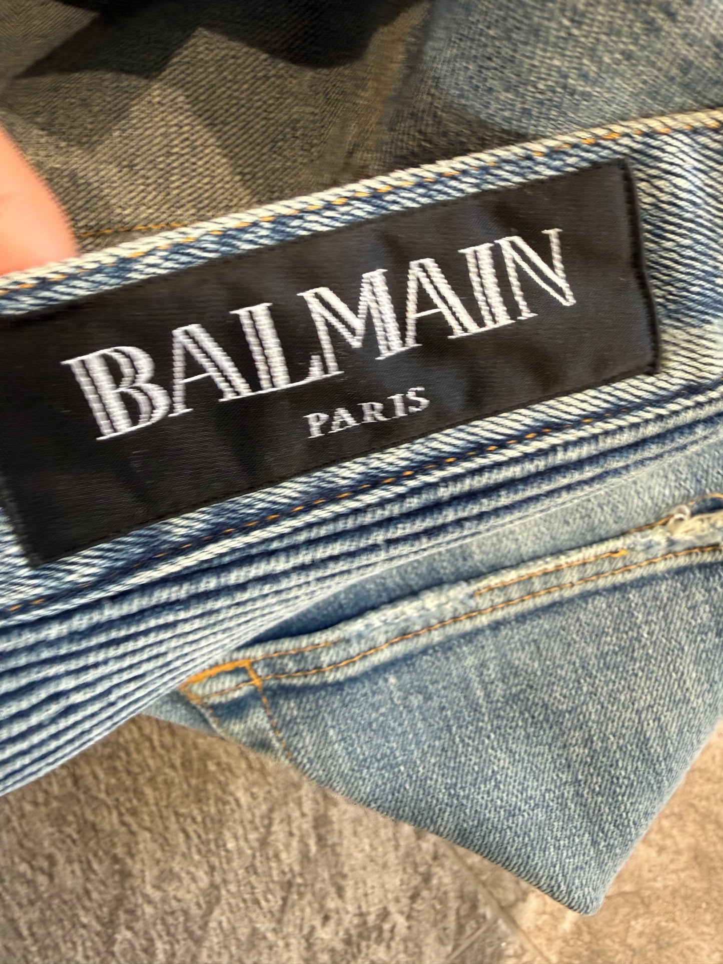 Distressed Balmain Biker Jeans (32”)