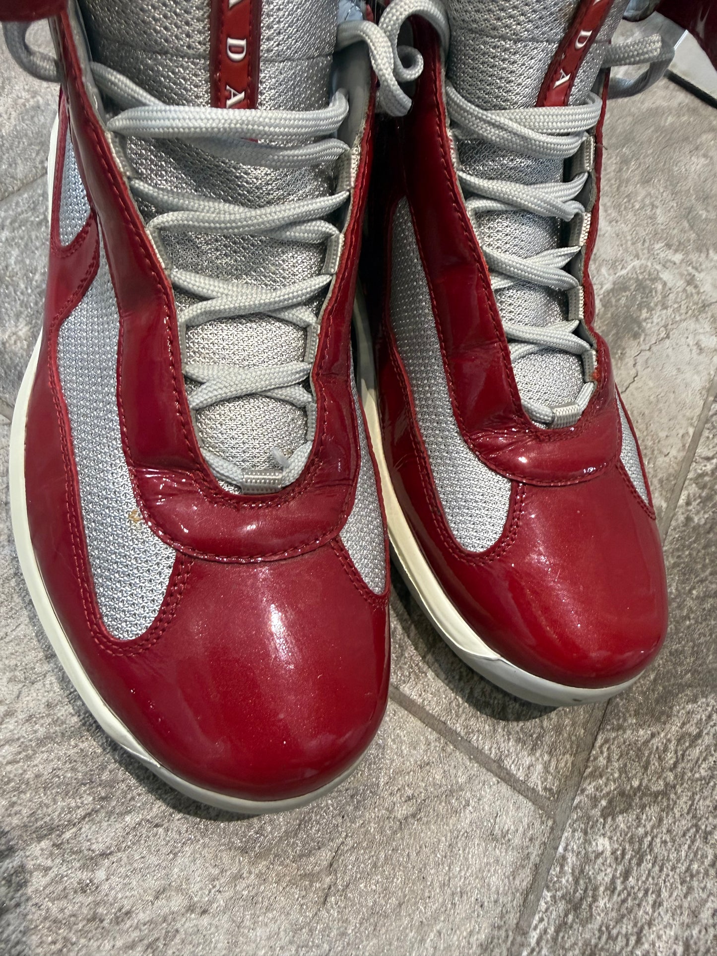 Prada Americas Cups Patent High Tops (UK 8)