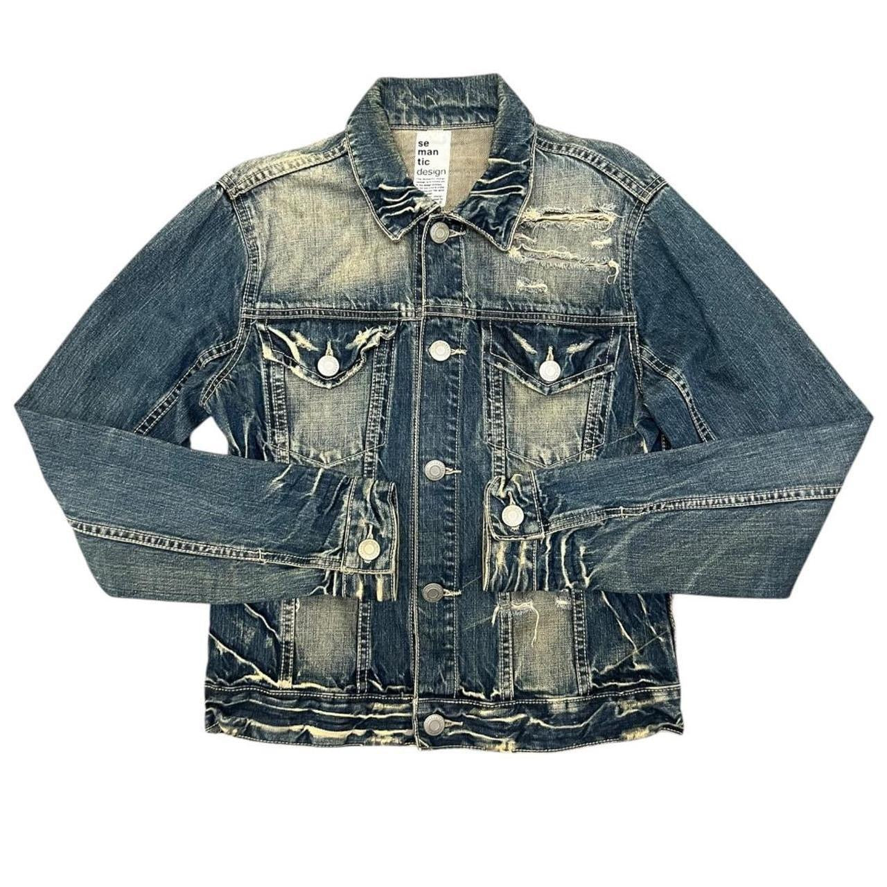 Vintage Semantic Design Distressed Denim Jacket