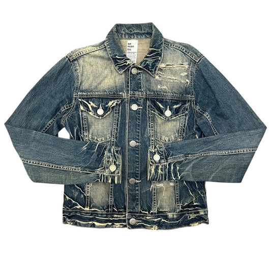 Vintage Semantic Design Distressed Denim Jacket