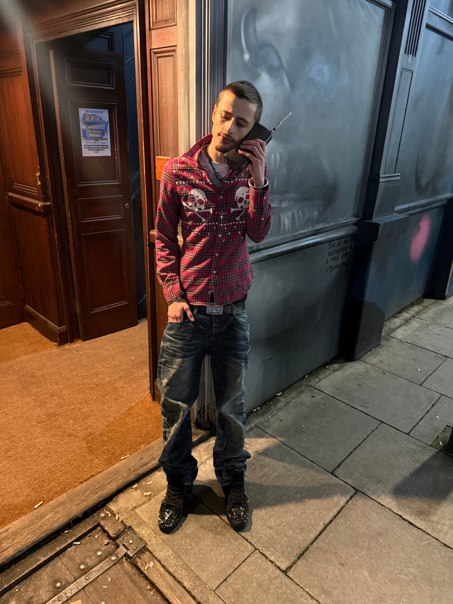000’s Destrad Skull Checkered Flannel (S)