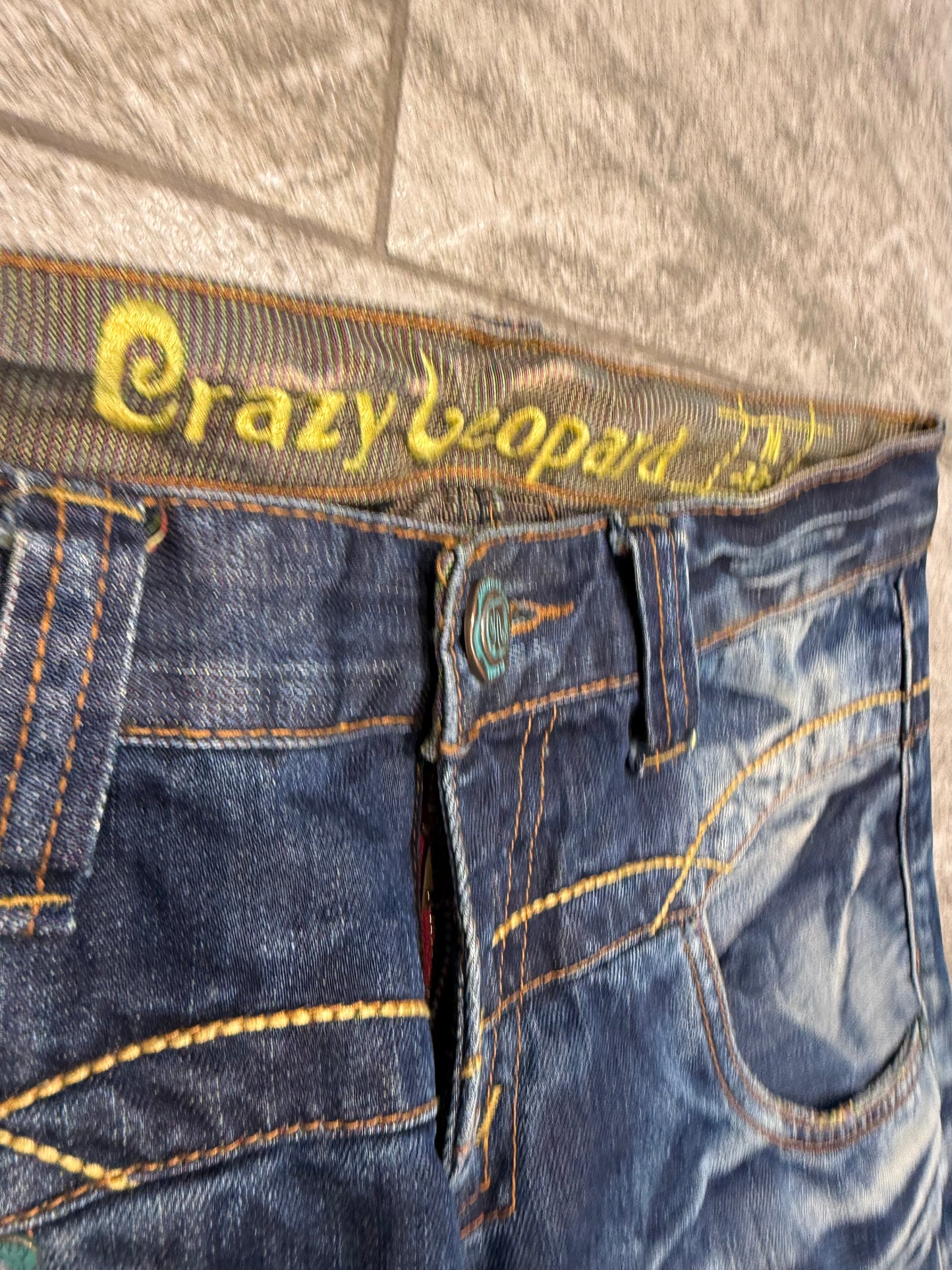 000’s Crazy Leopard Patchwork Jeans (31”)