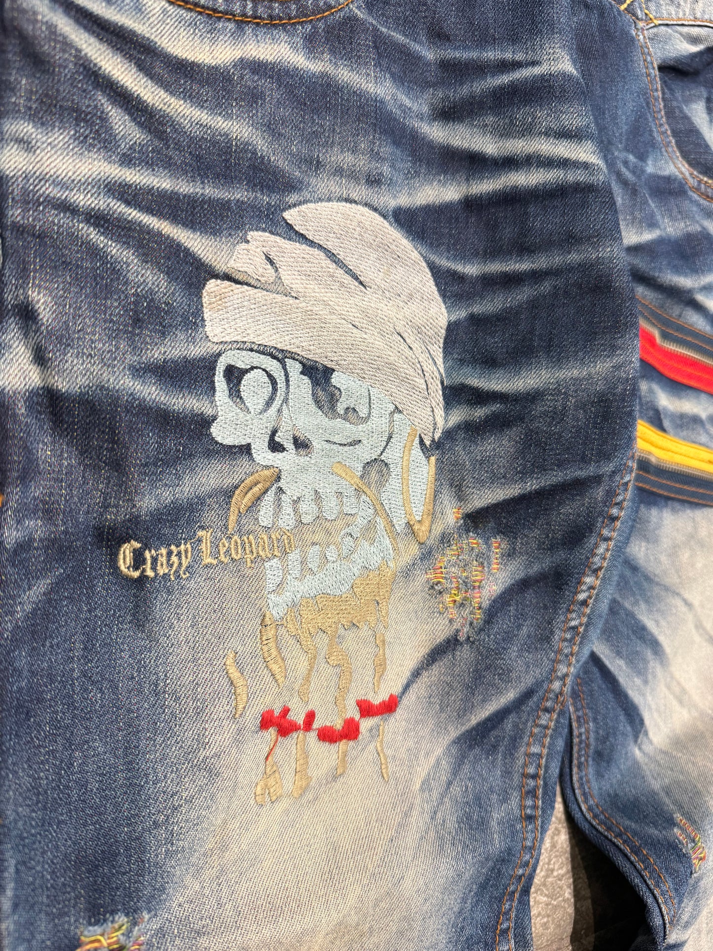 000’s Crazy Leopard Patchwork Jeans (31”)