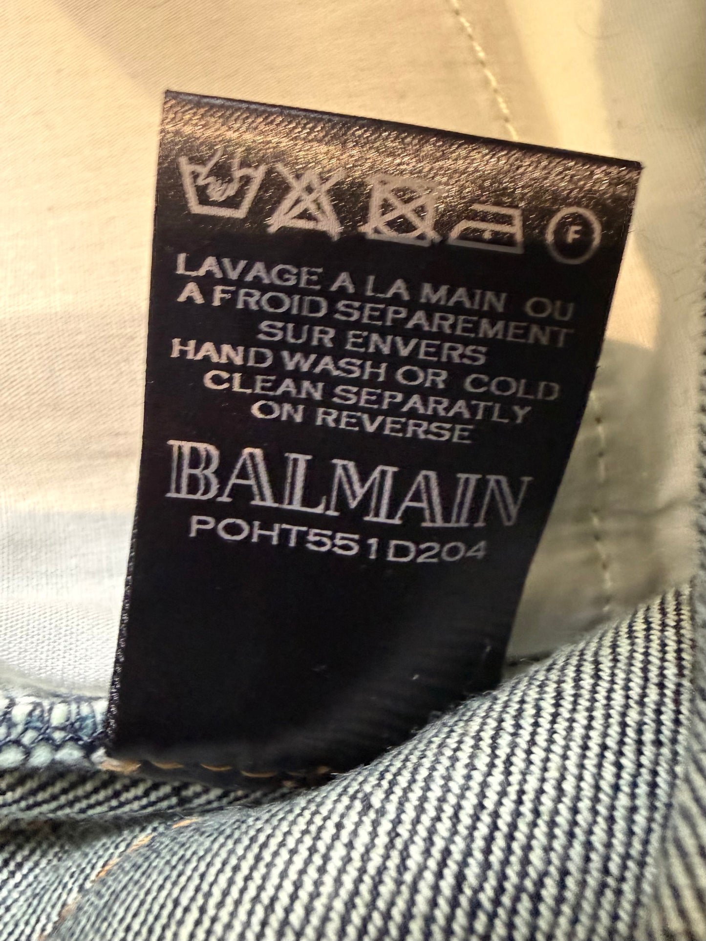 Balmain Raw Denim Biker Jeans (30”)