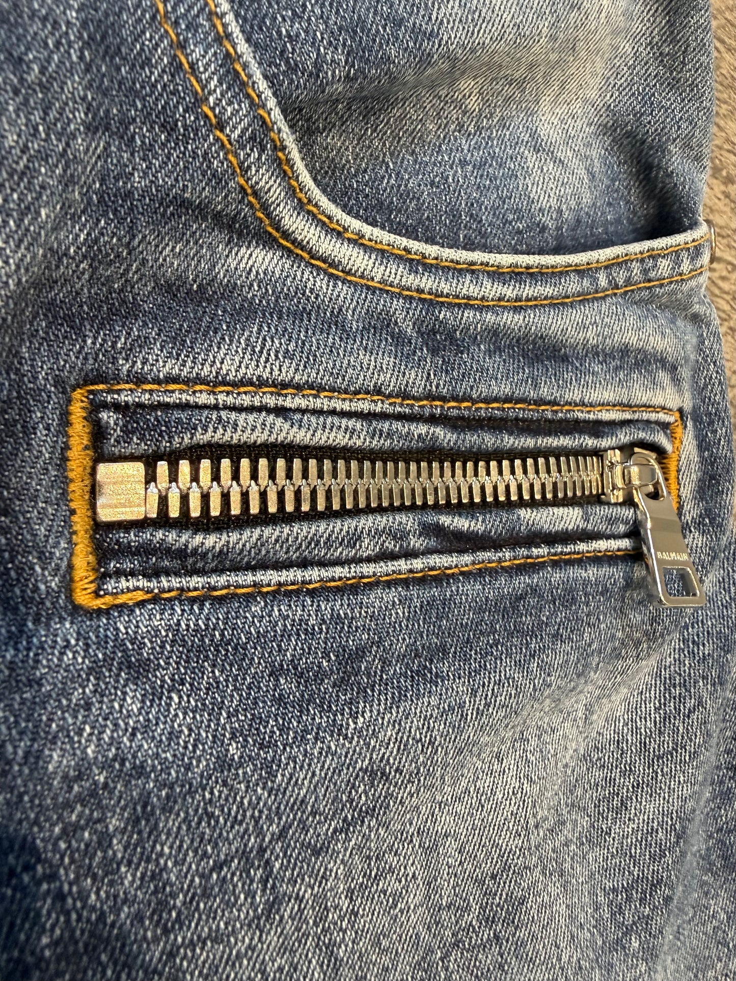 Balmain AW23 Moto Biker Jeans (34”)