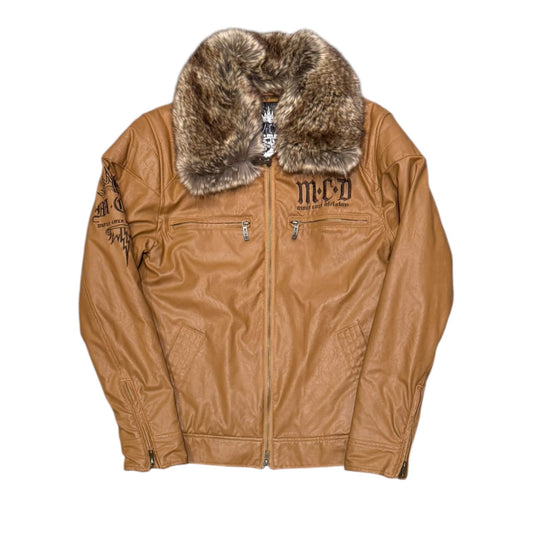 000’s MCD Fur Collar Leather Jacket (S-M)