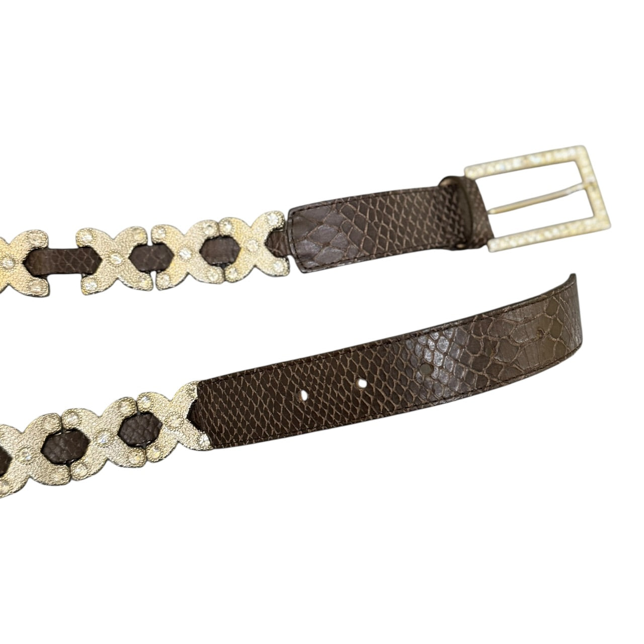 Berge Rhinestone Leather Belt