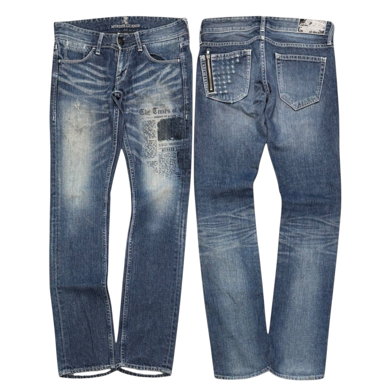 Murder License Newspaper Print Jeans (29”)