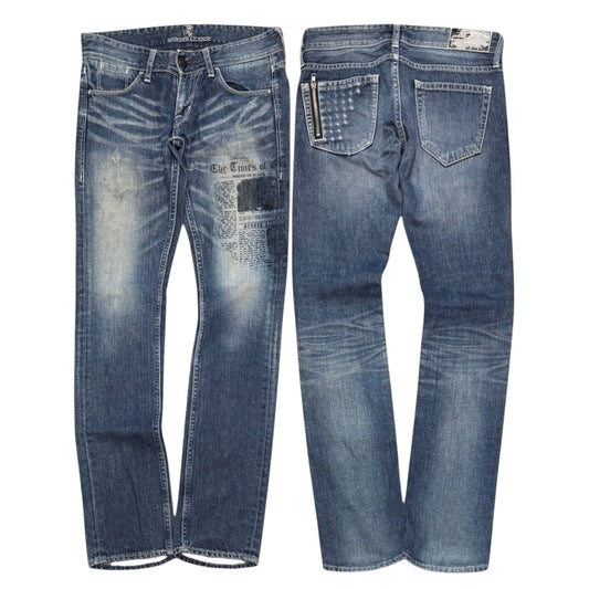 Murder License Newspaper Print Jeans (29”)