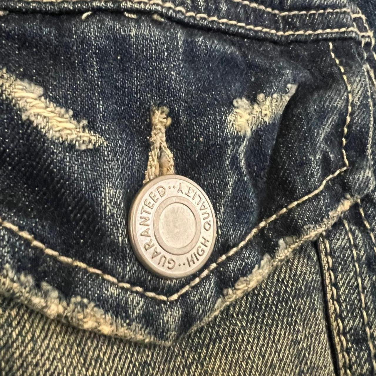 Vintage Semantic Design Distressed Denim Jacket