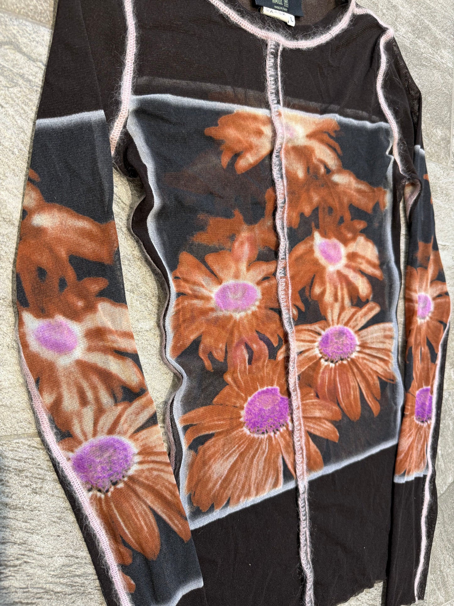 1990s Jean Paul Gaultier Daisy Floral Mesh Longsleeve