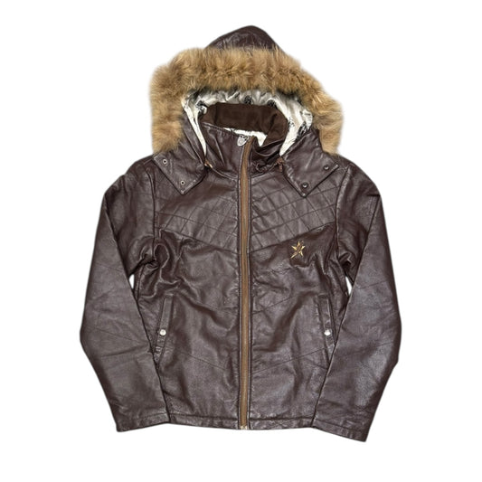 000’s Blow Leather Fur Hood Jacket (M)