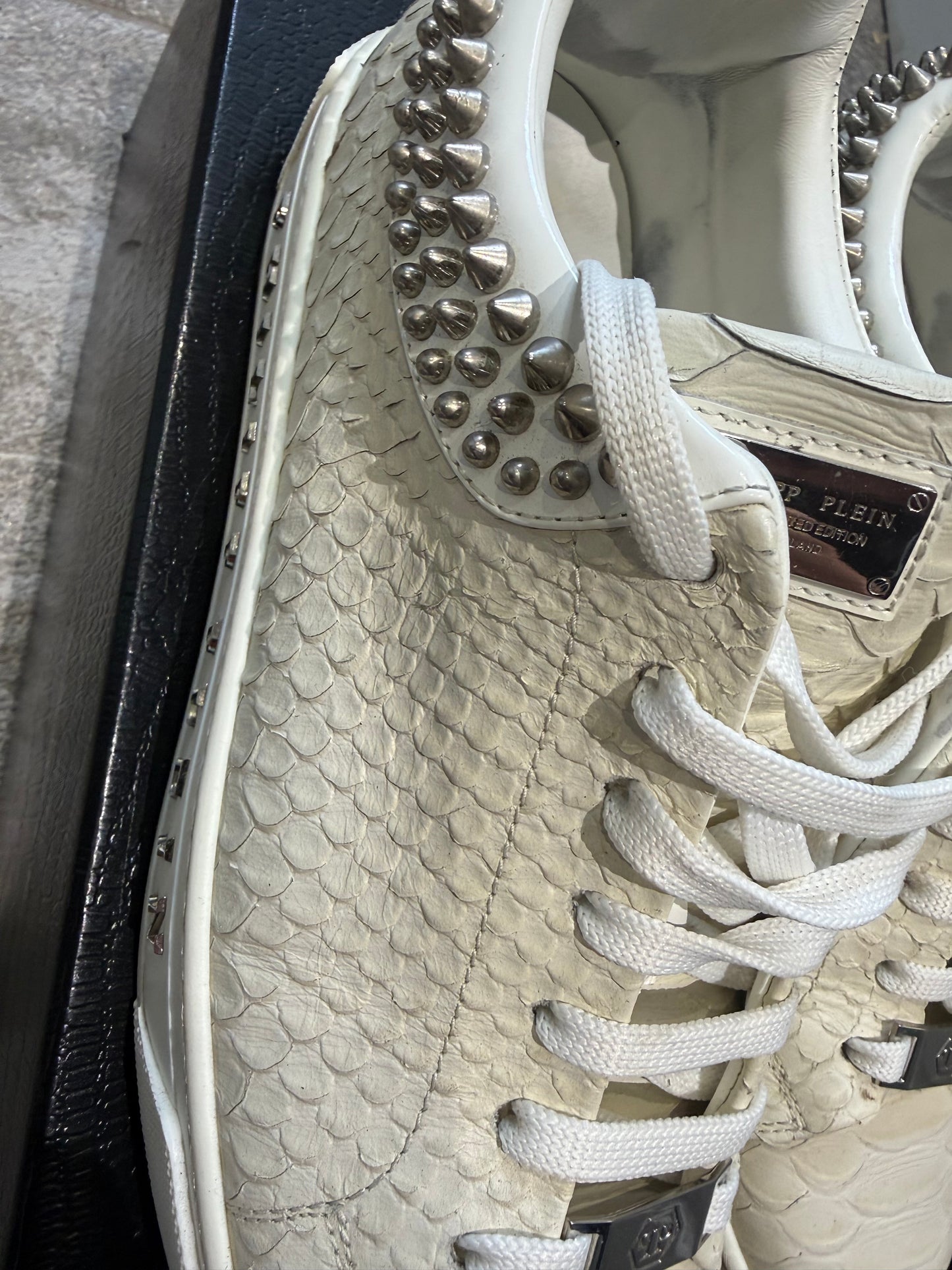 Philipp Plein “Clarke” Python Skin Studded Low Top Trainers (EU41 - UK 7)