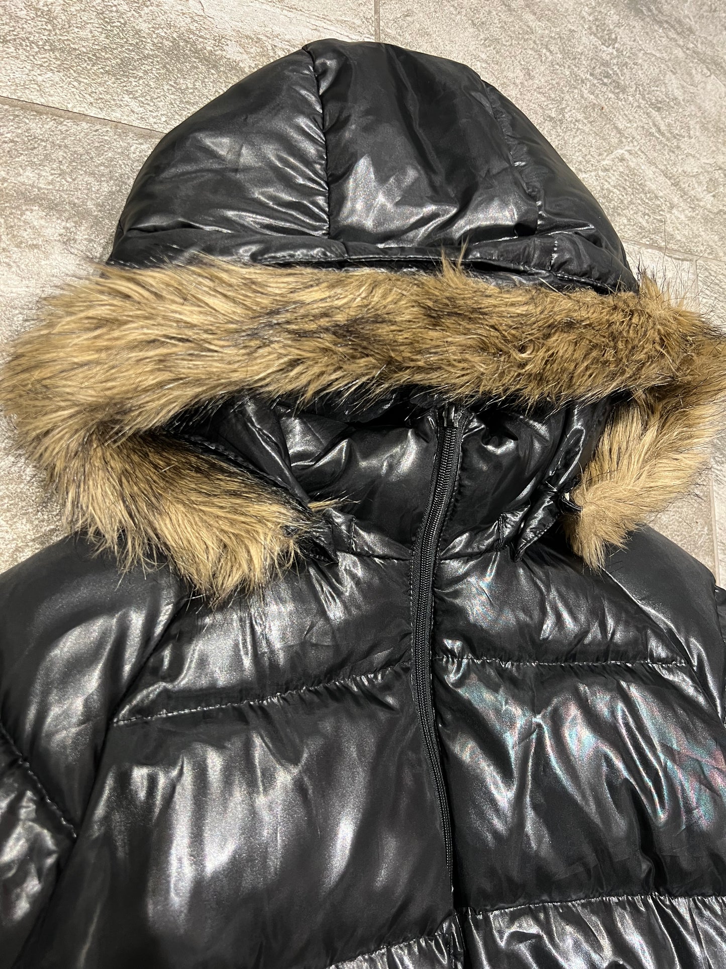 000’s Glossy Edwin Fur Puffer Jacket (XL)