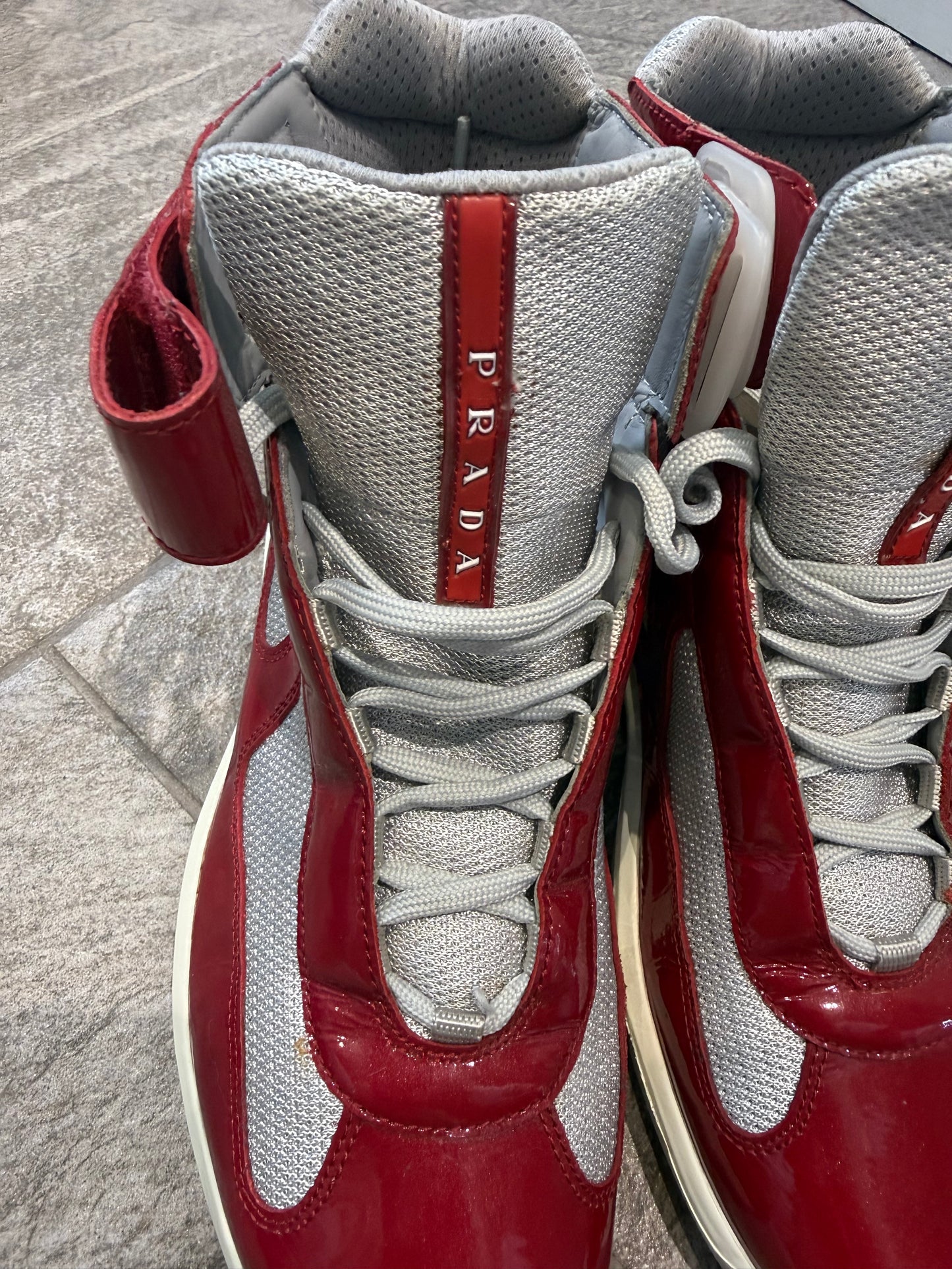 Prada Americas Cups Patent High Tops (UK 8)
