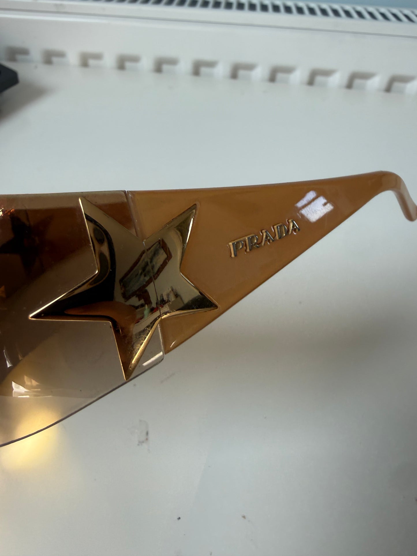 000’s Prada Gold Star Shield Sunglasses