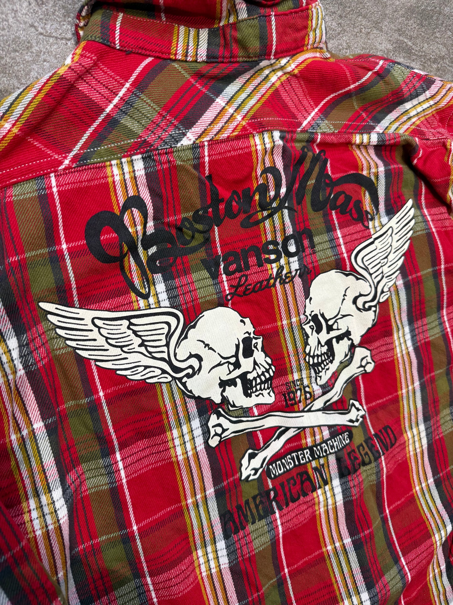 000’s Vanson Skull Plaid Flannel (M)