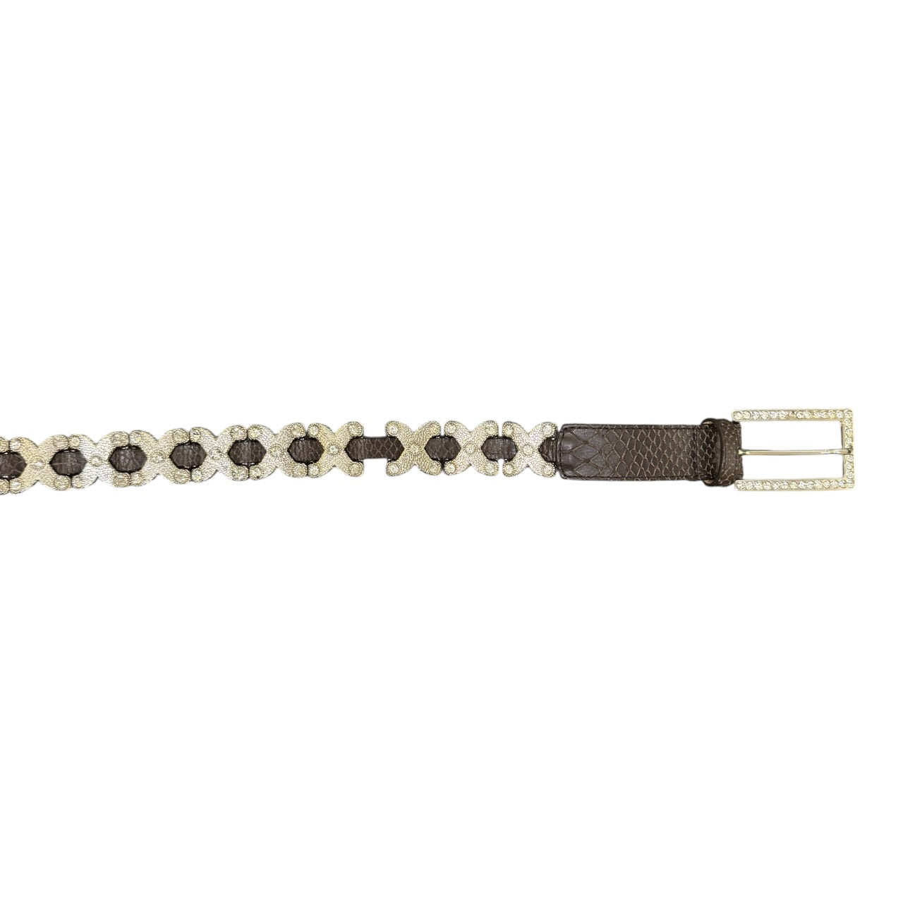 Berge Rhinestone Leather Belt