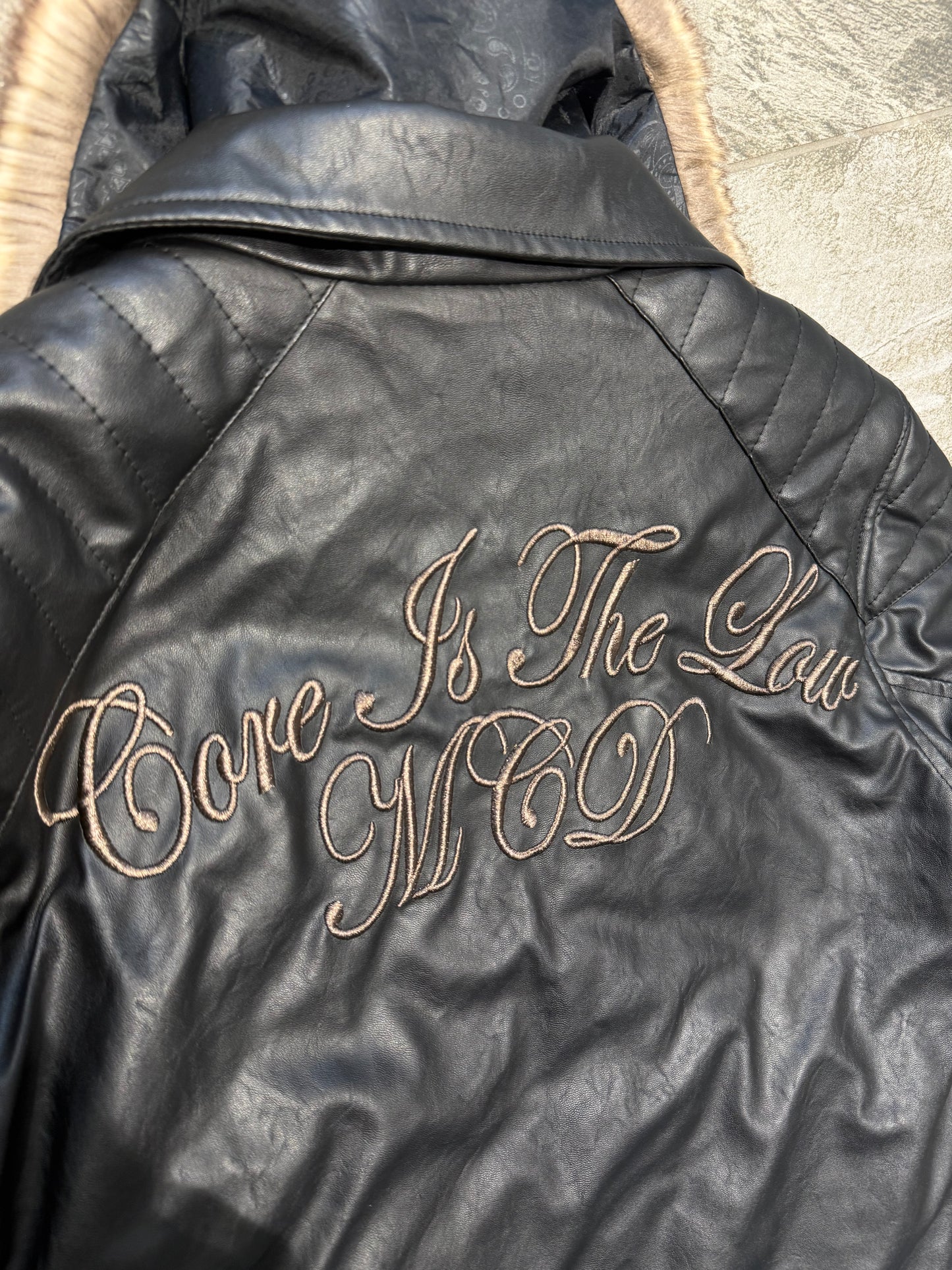 000’s MCD Fur Collar Leather Jacket (S-M)