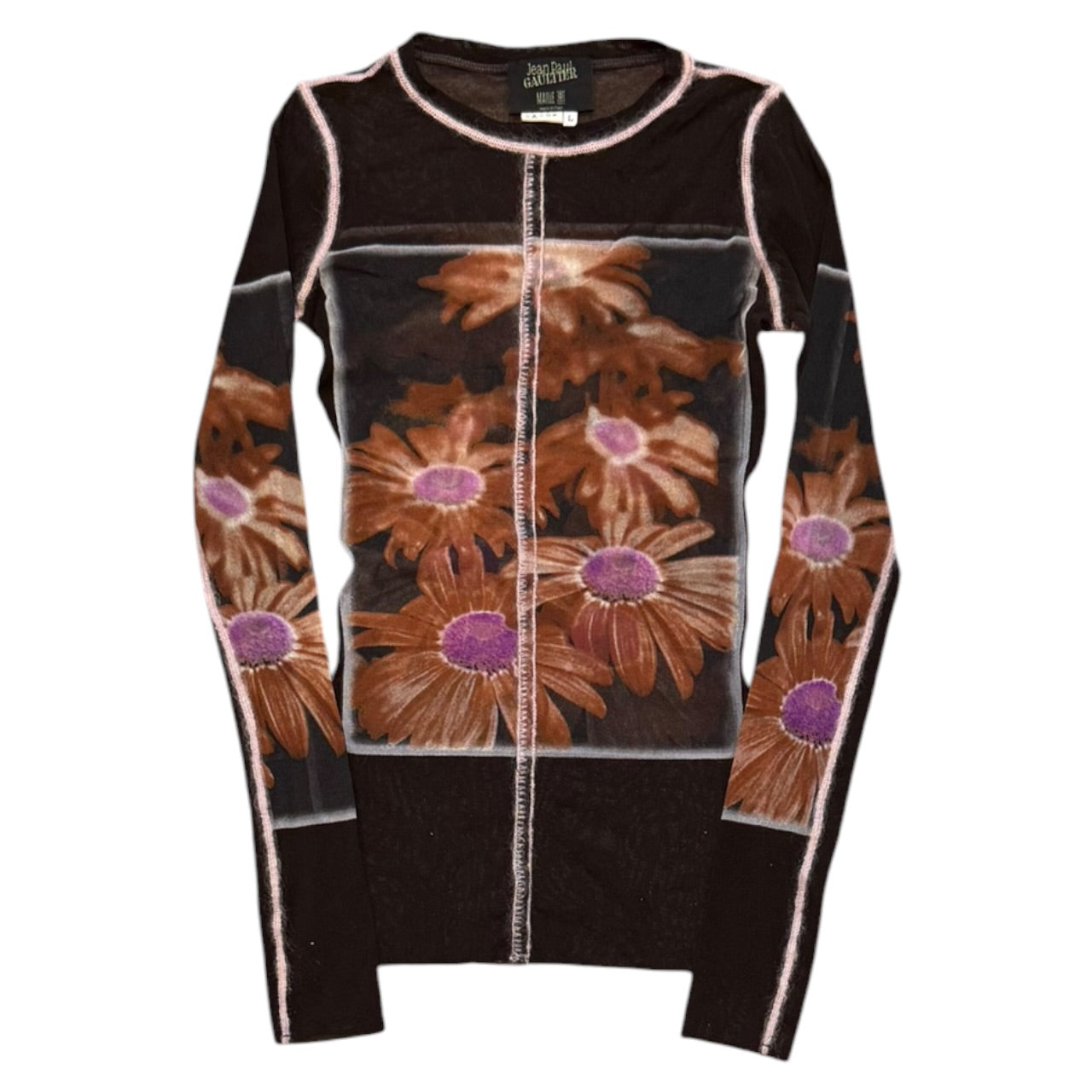 1990s Jean Paul Gaultier Daisy Floral Mesh Longsleeve