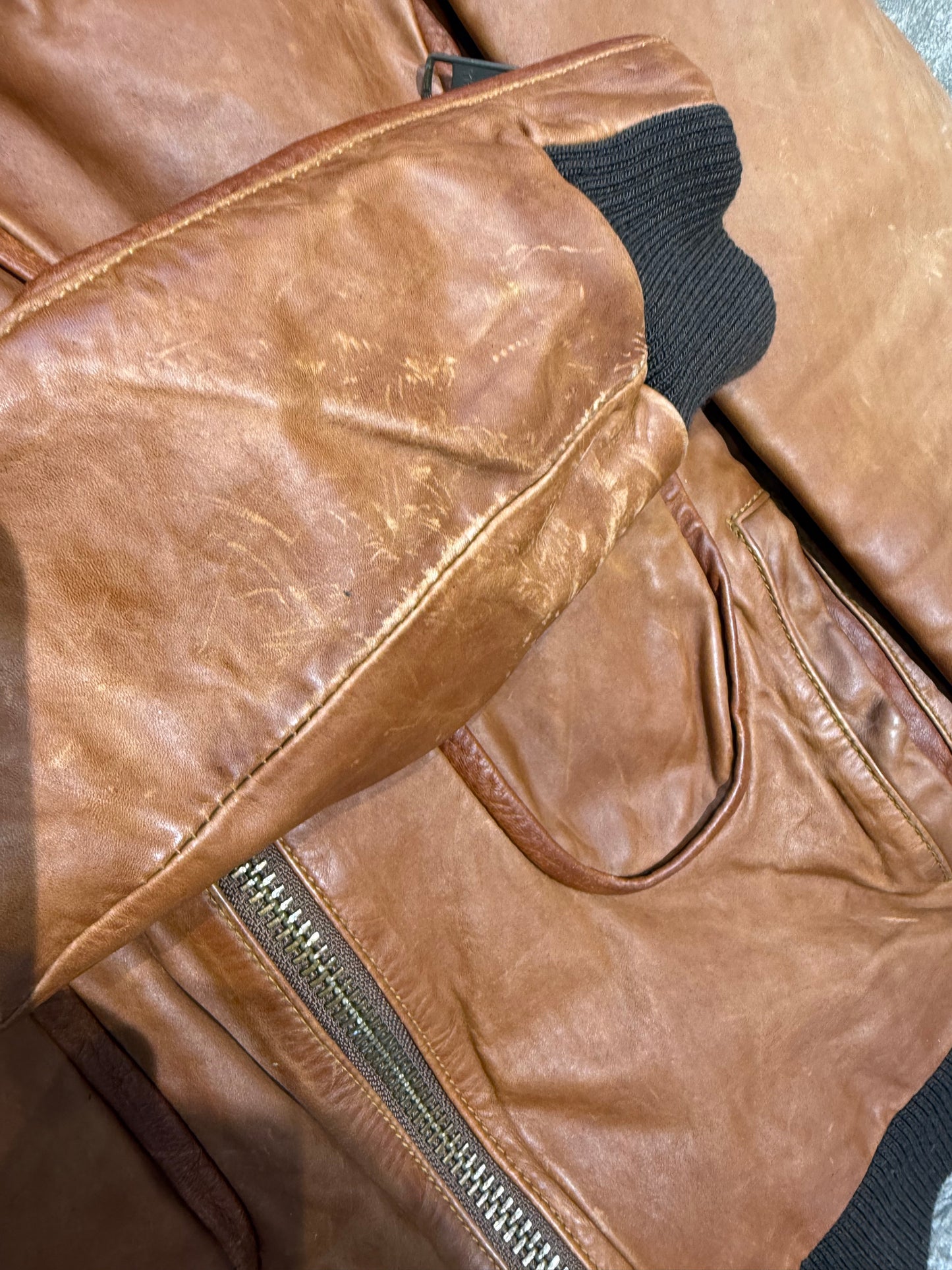 000’s WD Fur Collar Leather Jacket (S)