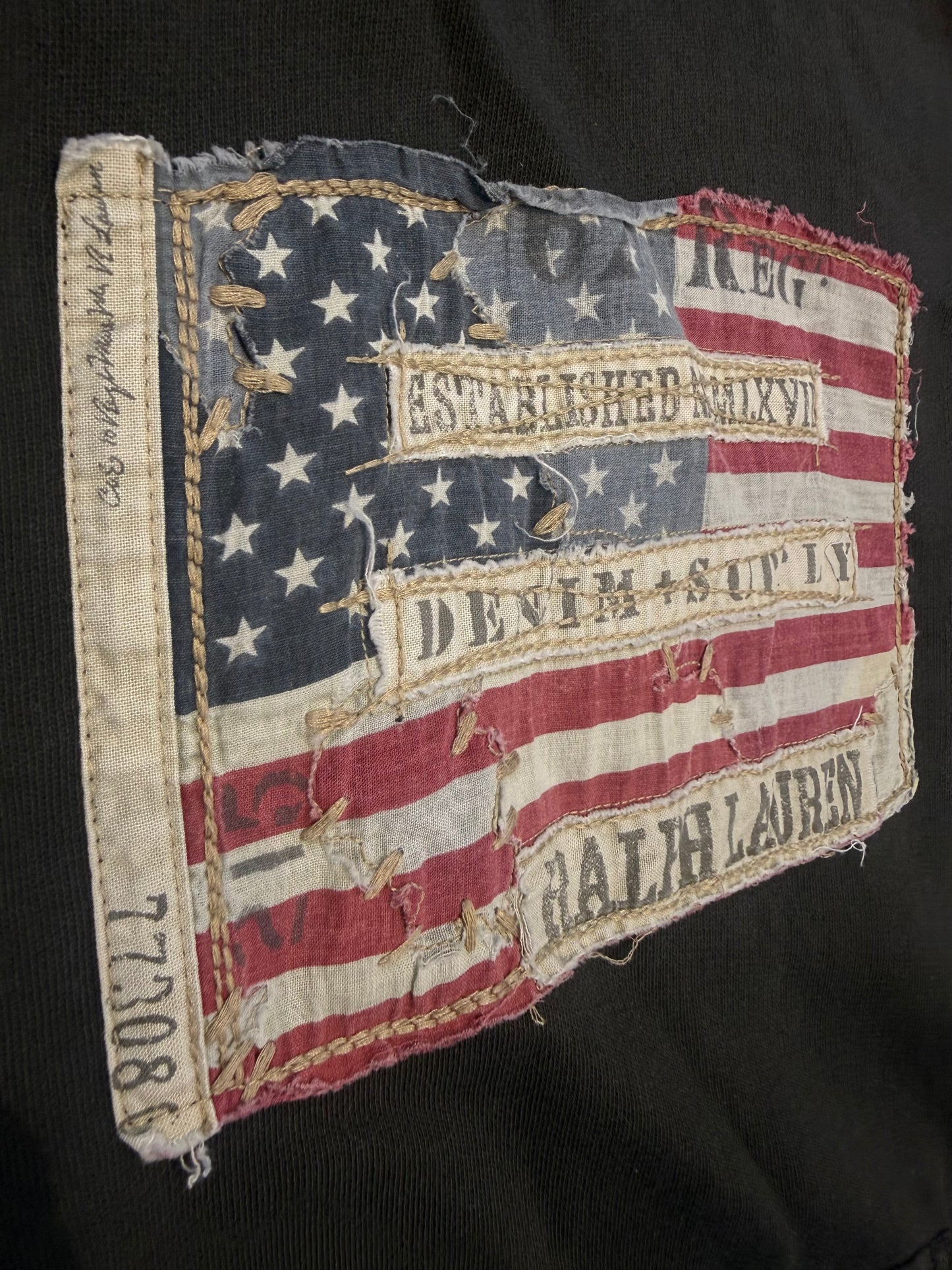 Ralph Lauren Denim & Supply Distressed USA Flag Hoodie (M)