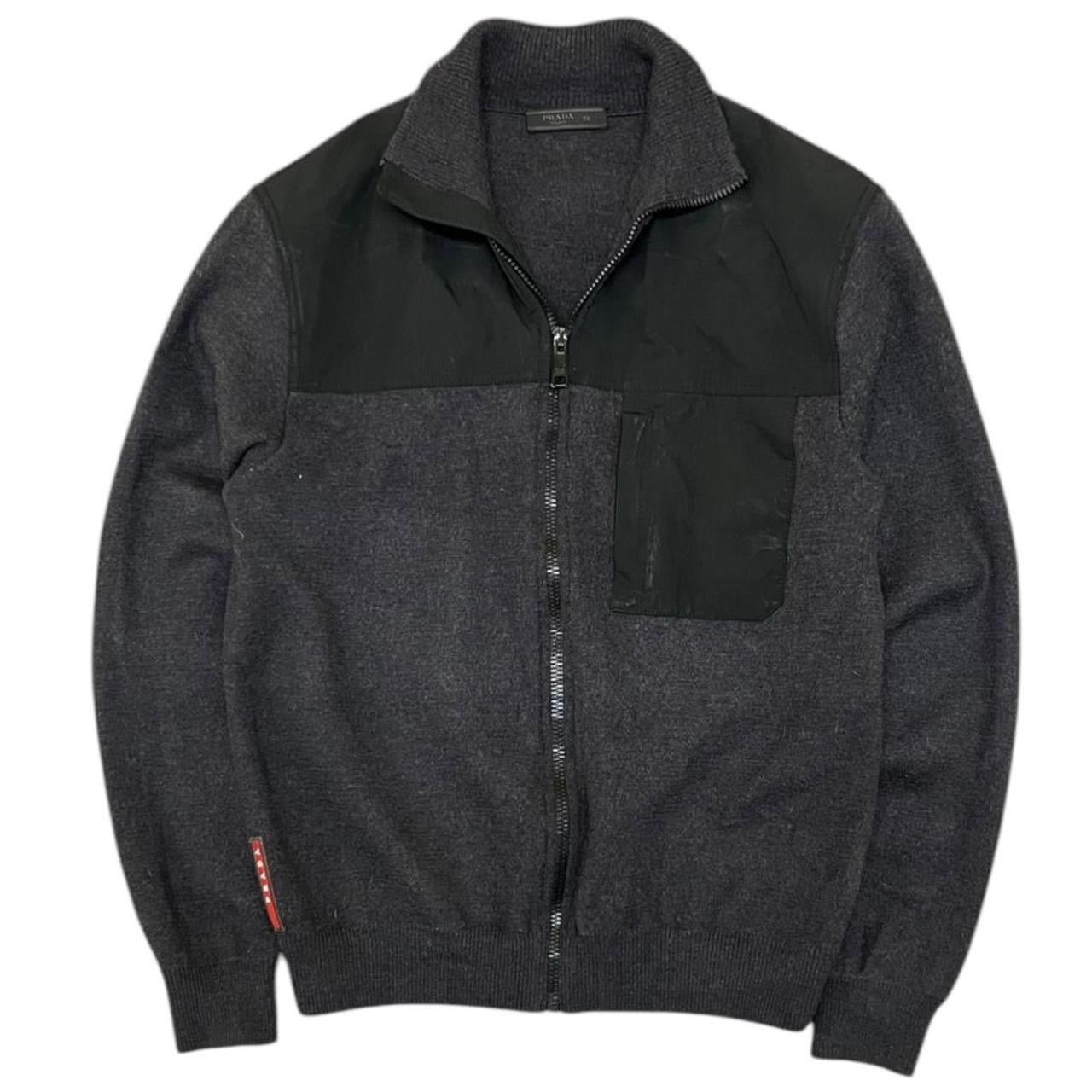 Prada Panelled Wool Zip Up Jacket