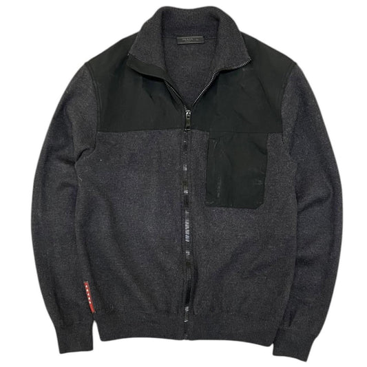 Prada Panelled Wool Zip Up Jacket
