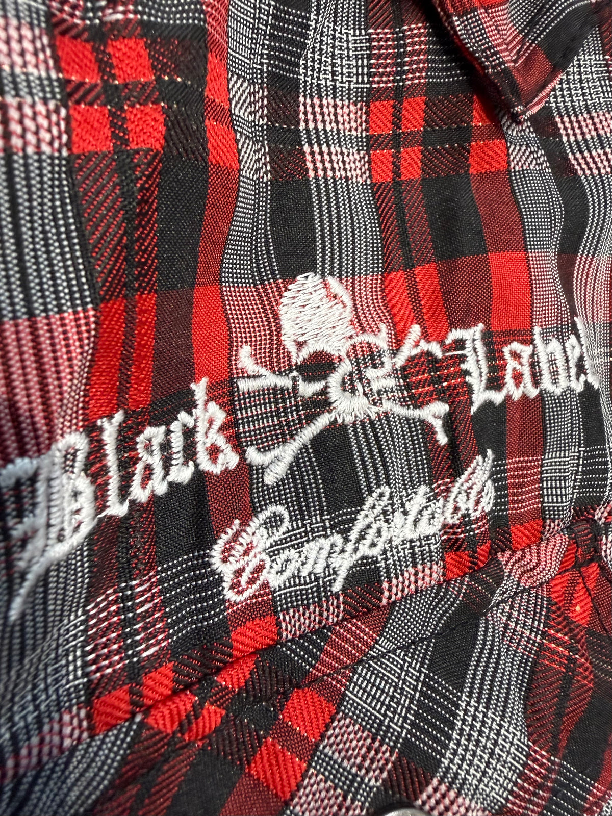 000’s Bernings Skull Plaid Flannel (L)