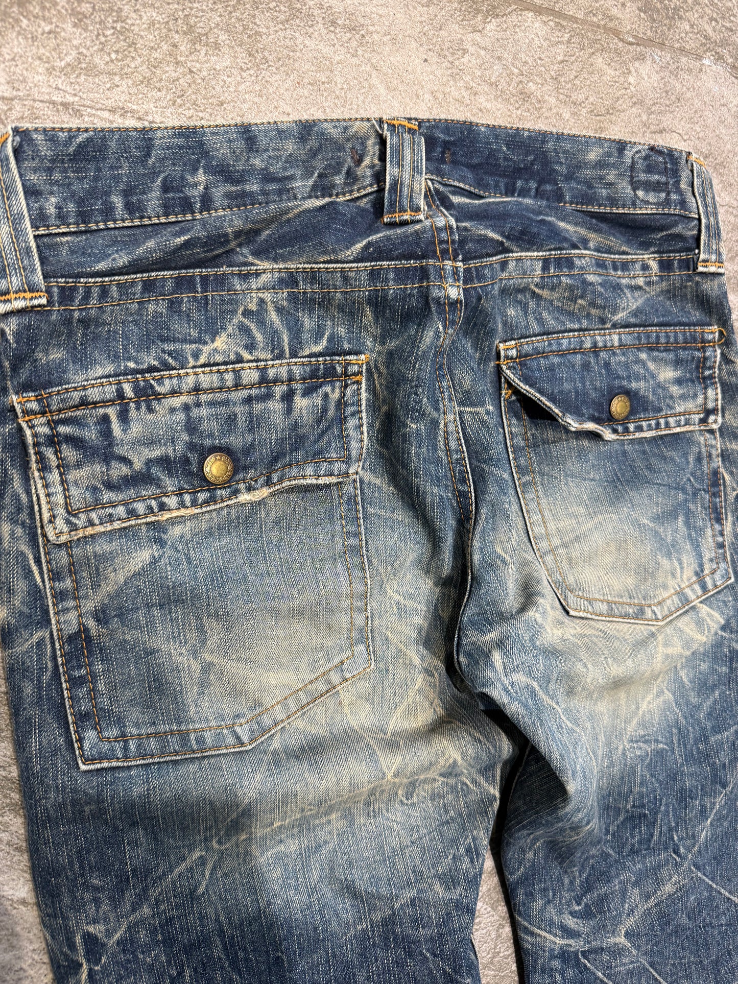 000’s Blue Way Distressed Bootcut Jeans (31”)