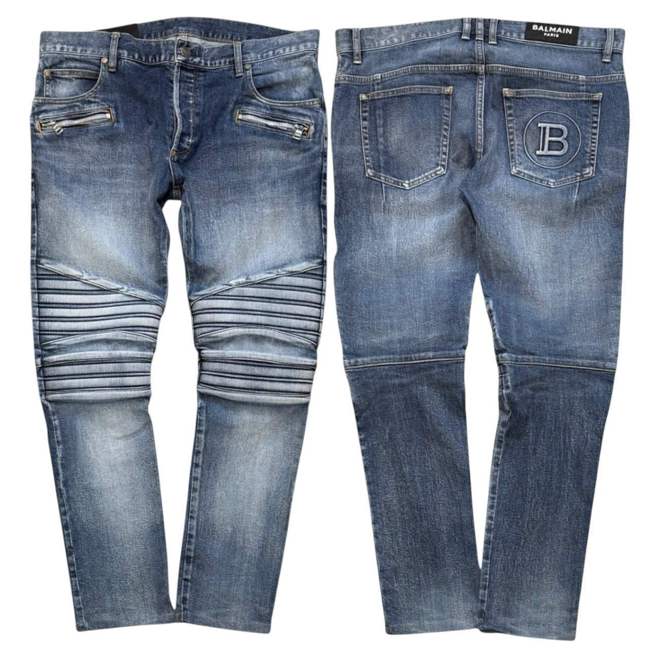 Balmain AW23 Moto Biker Jeans (34”)