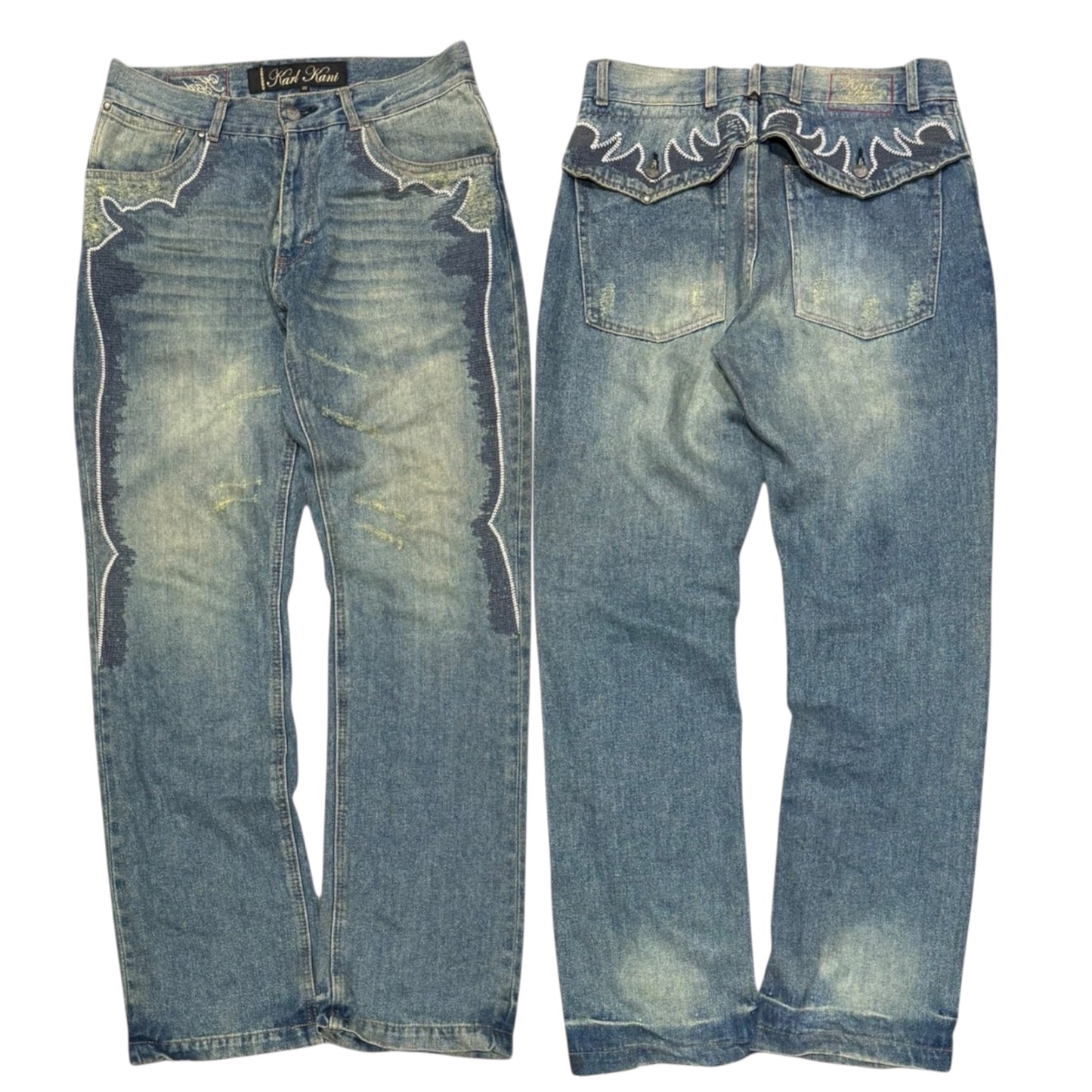 000’s Karl Kani Bootcut Embroidered Jeans (31”)