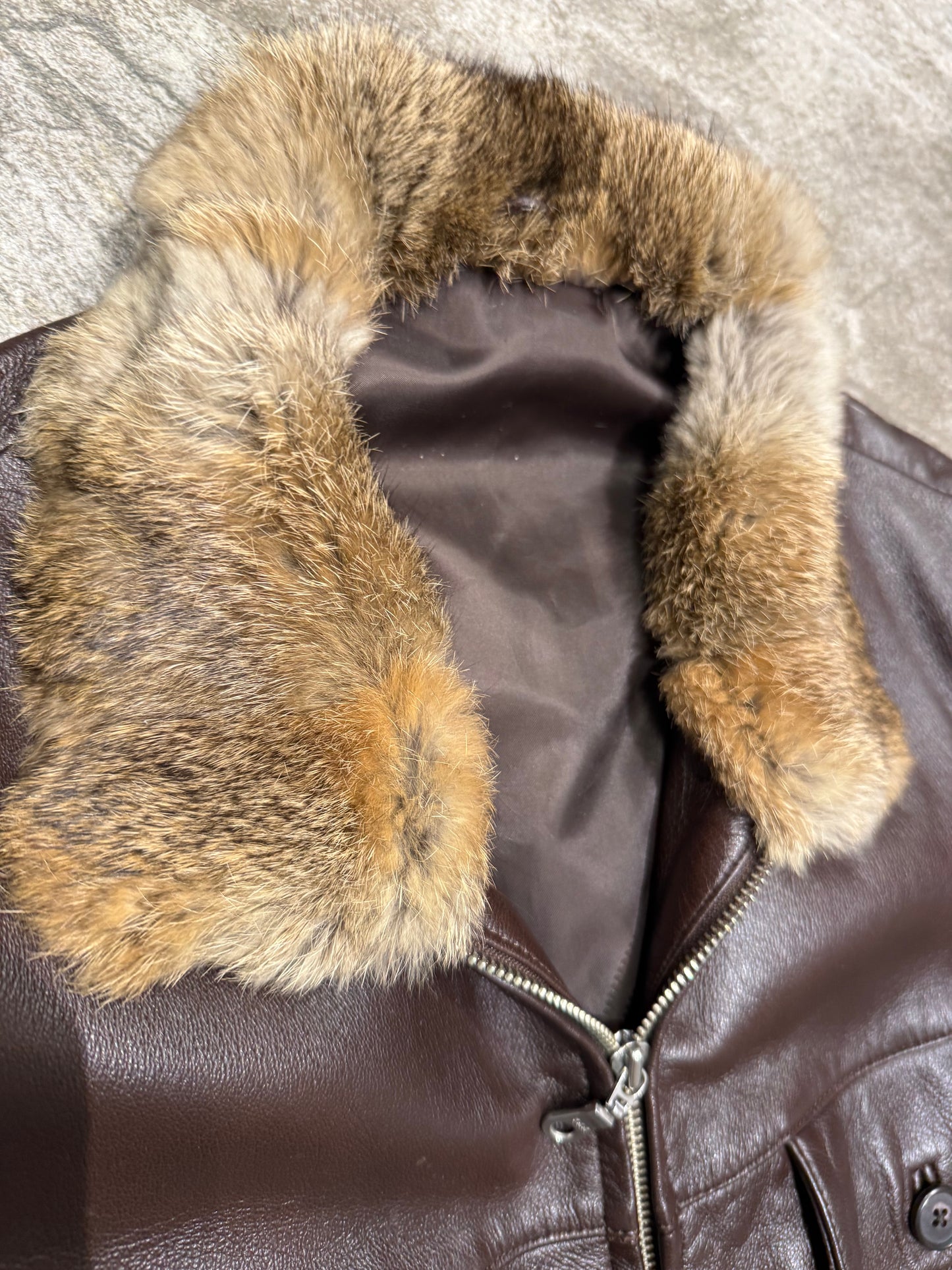000’s Fur Collar Leather Jacket (M)