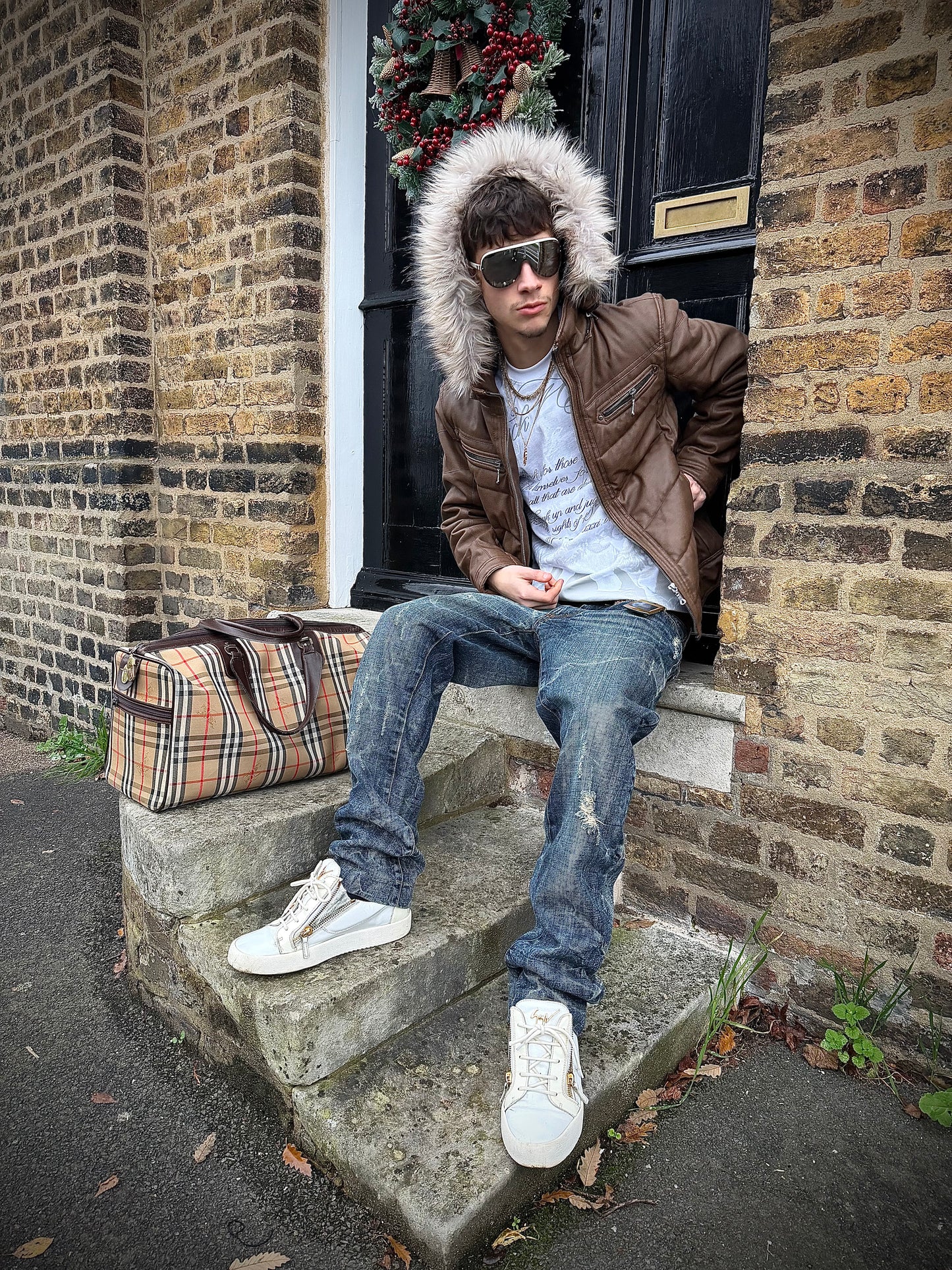 000’S Cubic Sugar Leather Fur Puffer (M)