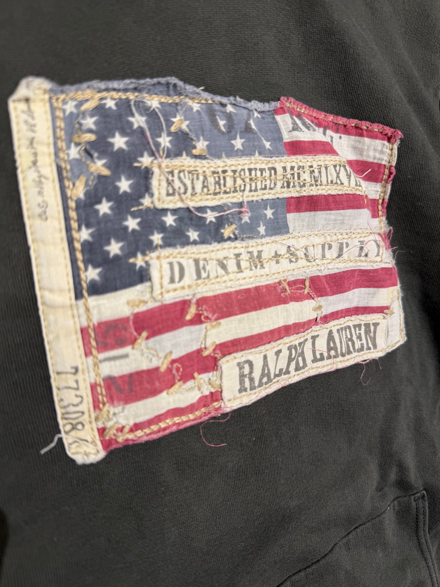 Ralph Lauren Denim & Supply Distressed USA Flag Hoodie (S)