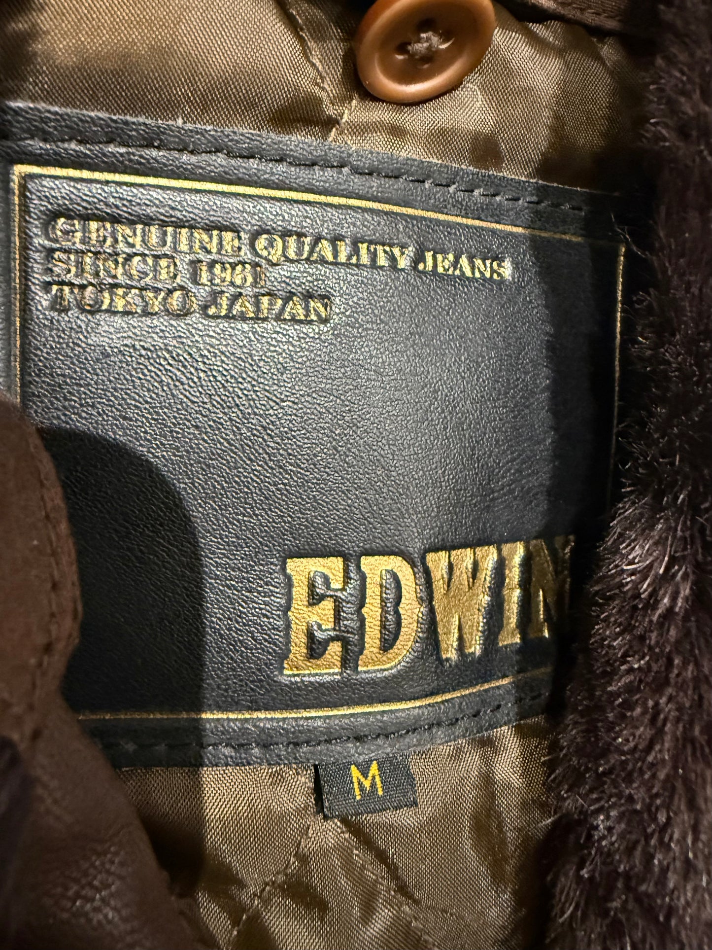 000’s Sample Edwin Fur Collar Leather Jacket (S)