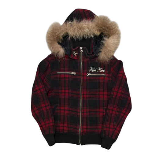 000’s Karl Kani Fur Hood Plaid Jacket (S)