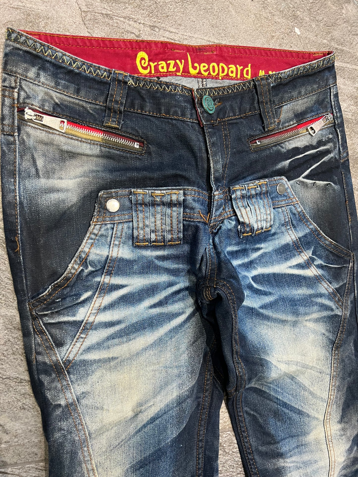 000’s Crazy Leopard Double Waist Jeans