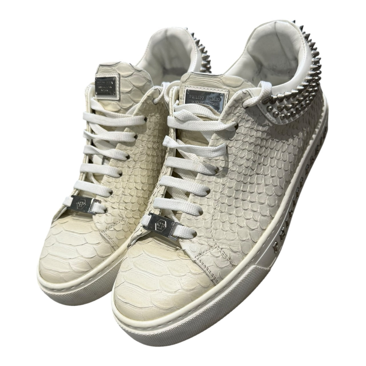 Philipp Plein “Clarke” Python Skin Studded Low Top Trainers (EU41 - UK 7)