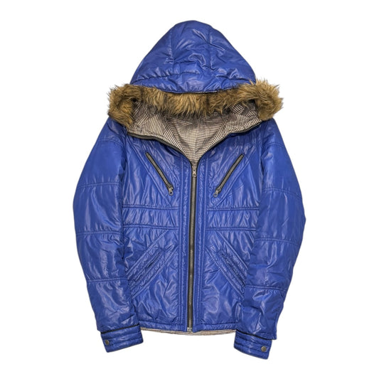 000’s Reversible Nicole Union Jack Fur Puffer (S-M)