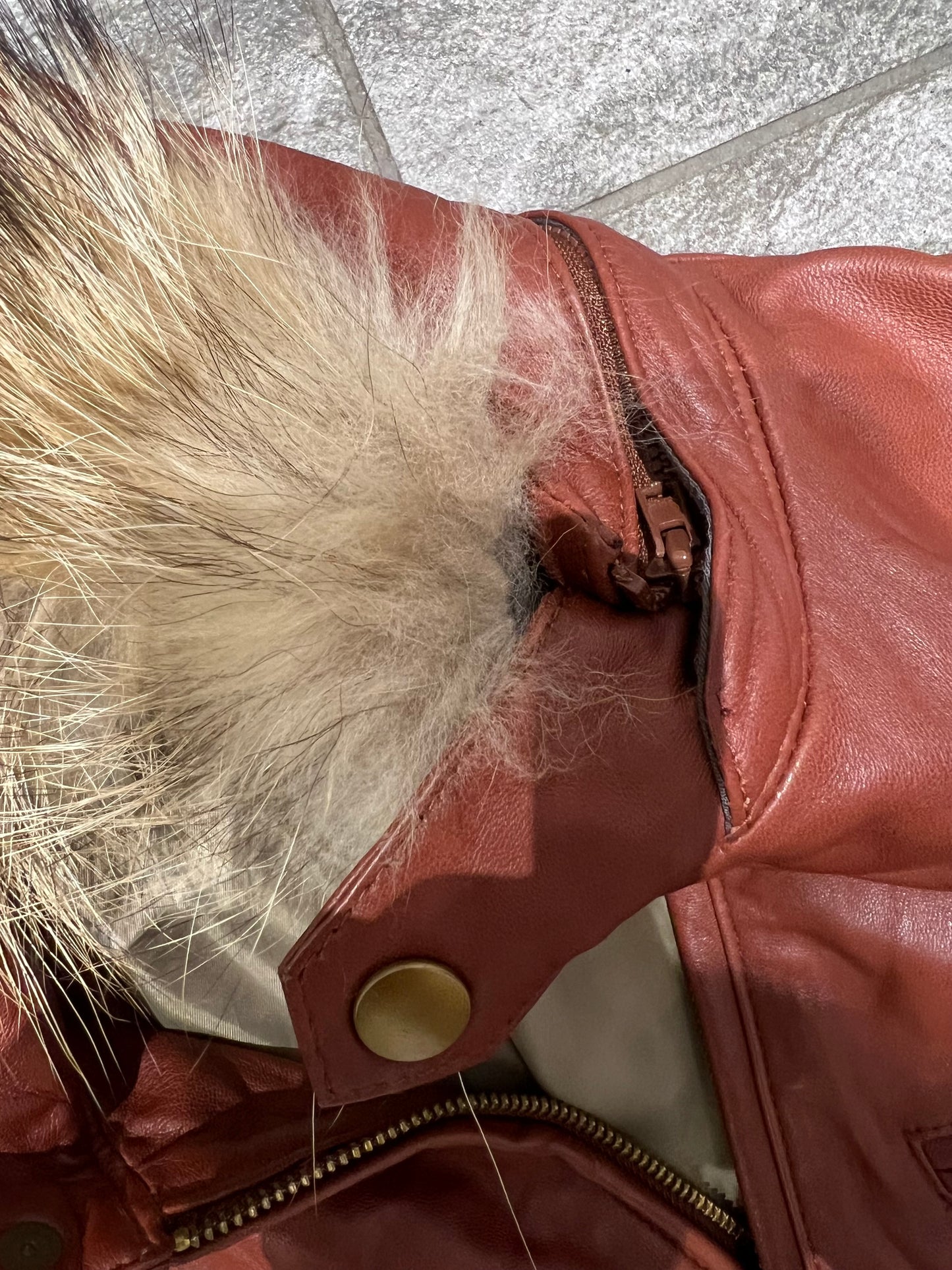 000’s Japanese Leather Fur Hooded Jacket