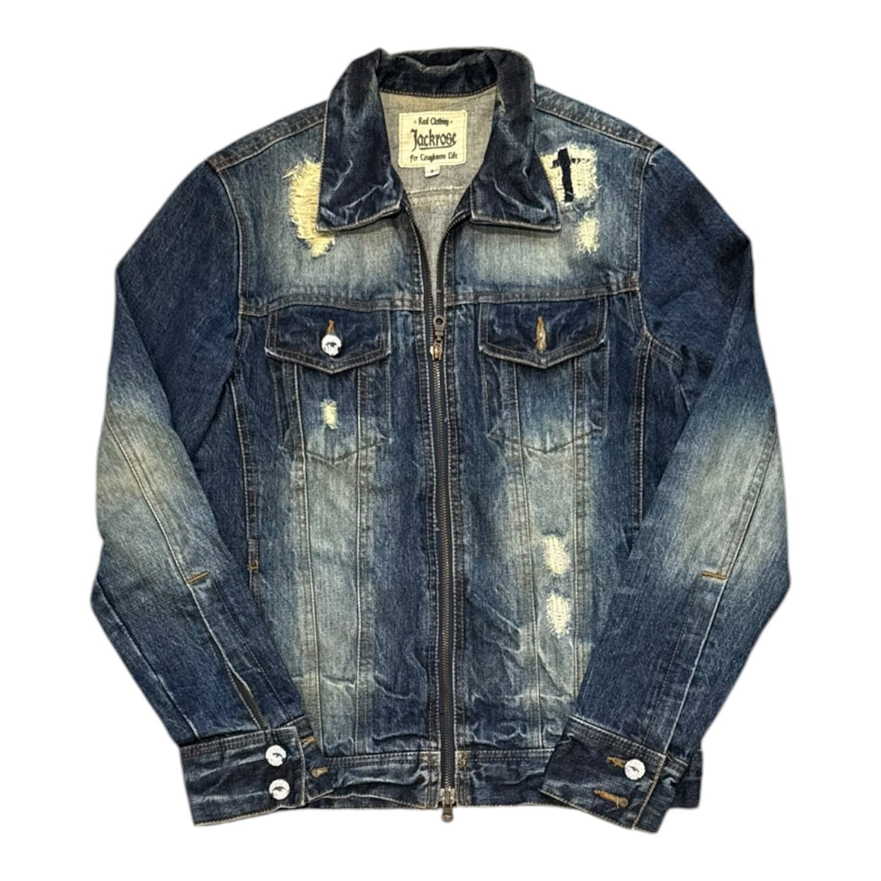 Jackrose Distressed Denim Jacket (M)