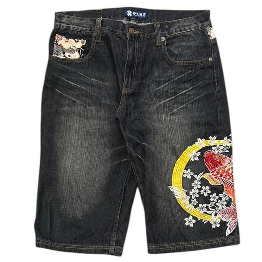 Japanese Embroidered Baggy Jorts