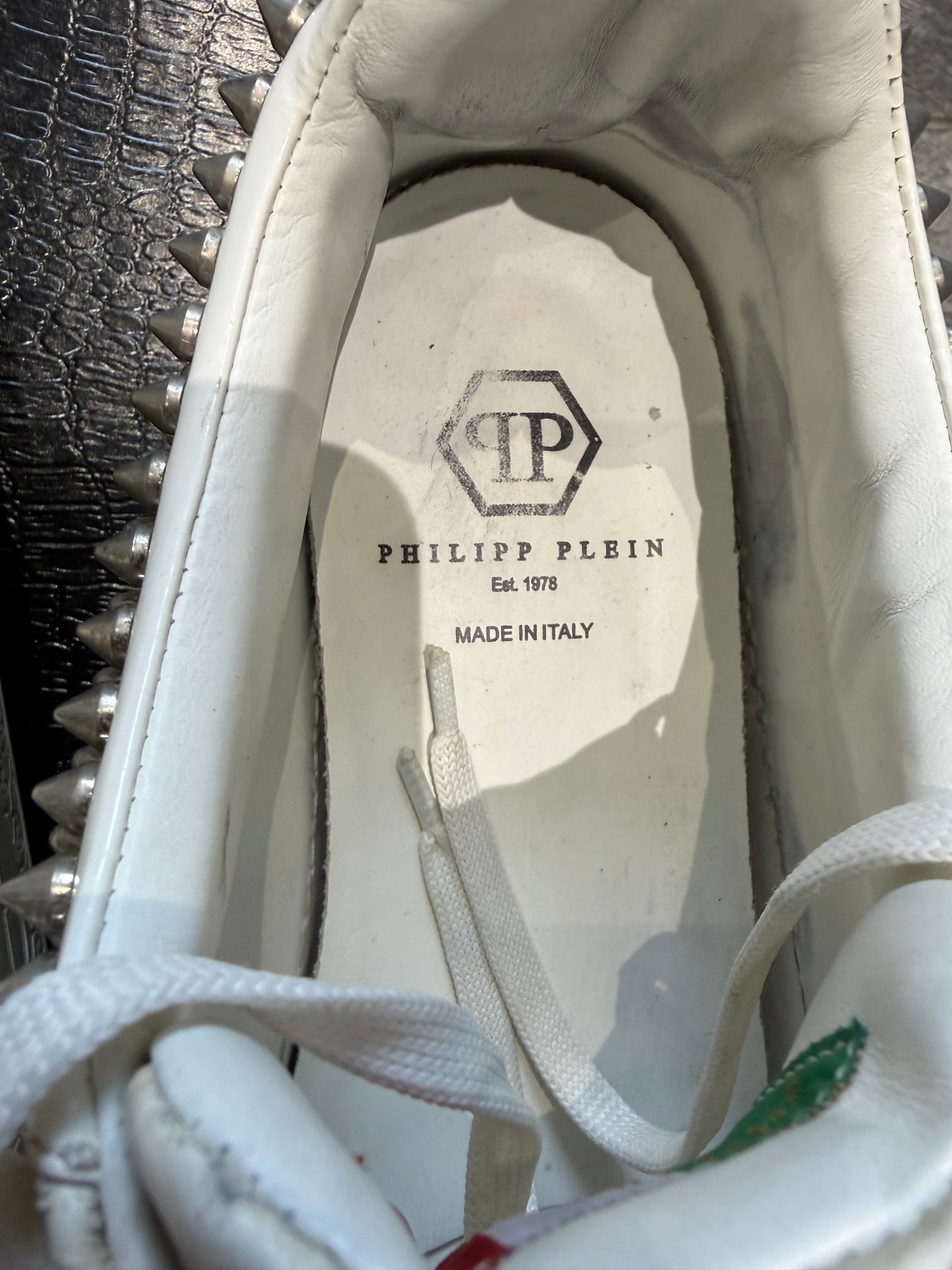 Philipp Plein “Clarke” Python Skin Studded Low Top Trainers (EU41 - UK 7)