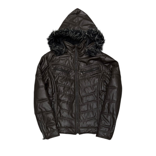 000’s Silver Moon Leather Fur Puffer (M)