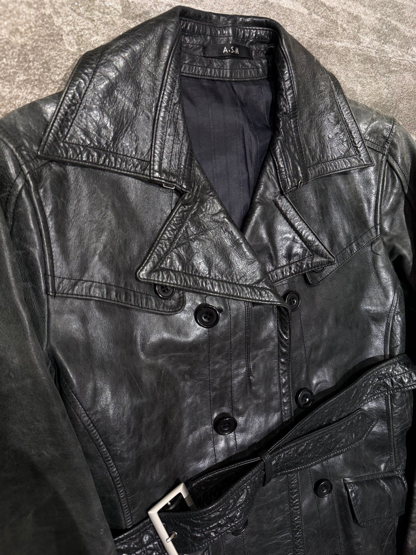 000’s ASM Leather Trench Coat (XS-S)